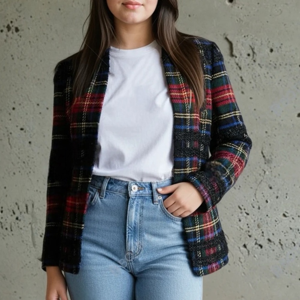 J. Crew Multicolor Plaid Blazer